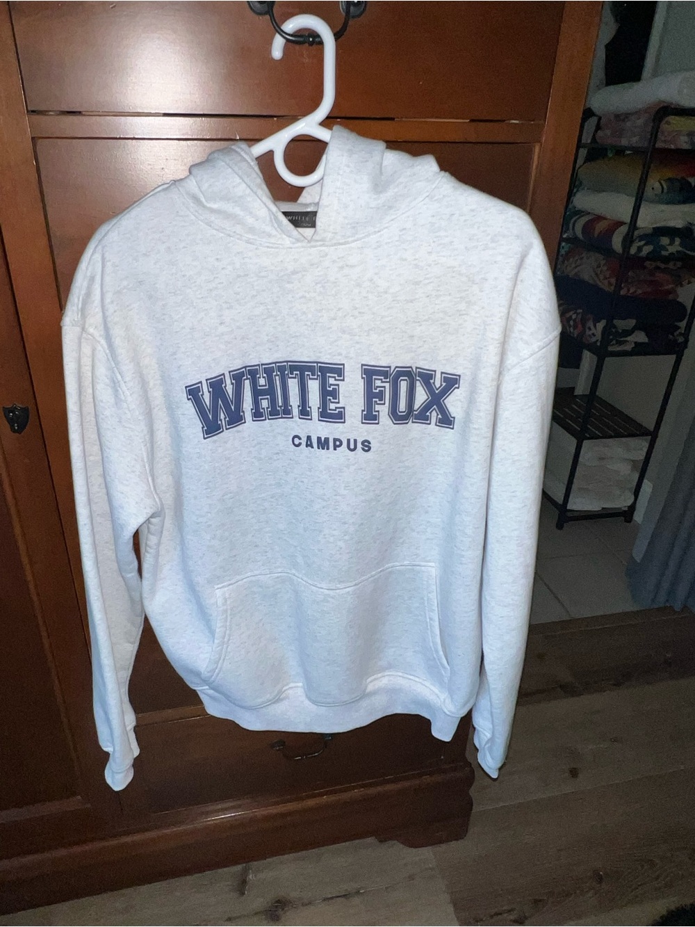 White Fox Boutique Varsity Campus Oversized Hoodie - Grey Marle size S/M